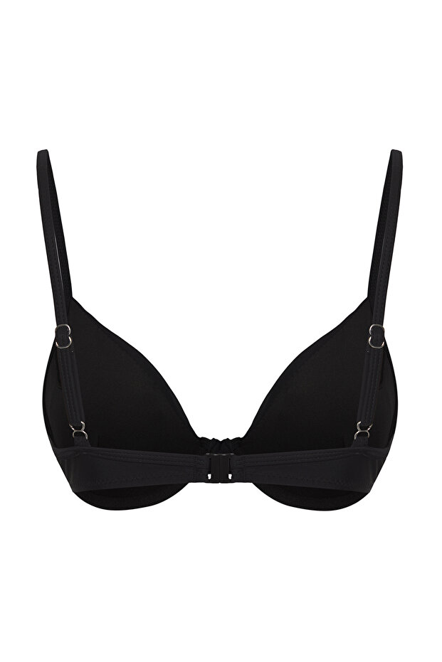 Siyah Drapeli Balconette Kaplı Basic Bikini Üstü TBESS25BU00000 - 6