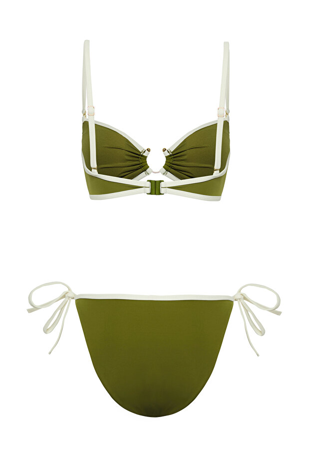 Haki Renk Bloklu Biyeli Straplez Kaplı Brazilian Normal Bel Bikini Takımı TBESS25BT00017 - 6