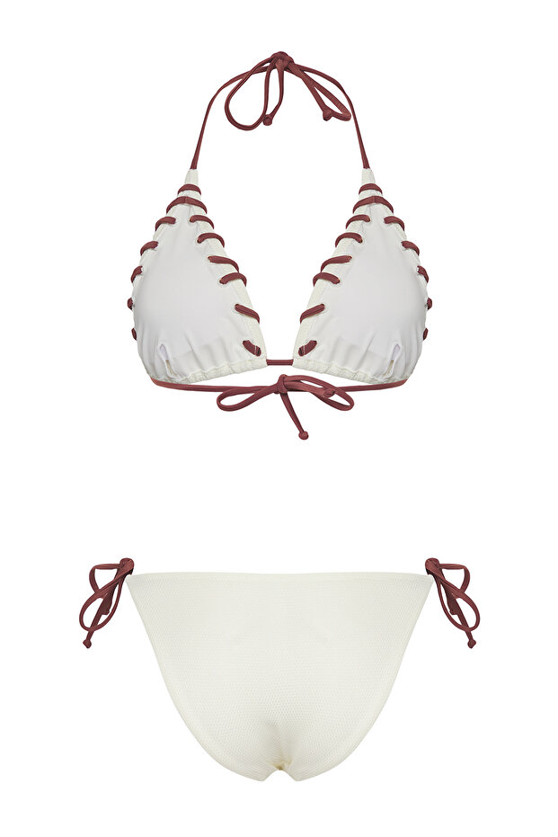 Ecru*001 Sada bikin s normálním pasem Plain Triangle - 6