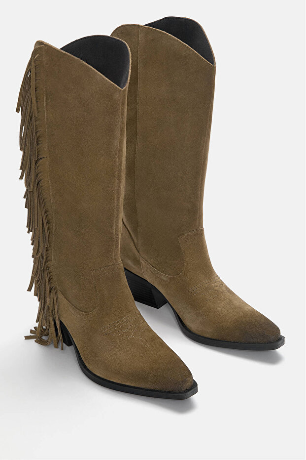 Püsküllü deri kovboy çizmesi - 5