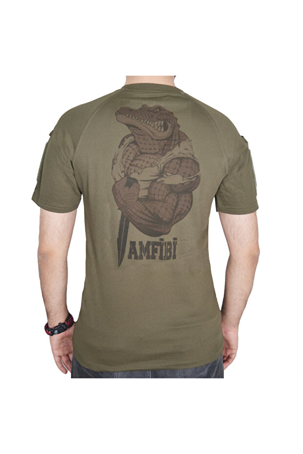 Amphibious Printed Short Sleeve Tactical T-Shirt Khaki