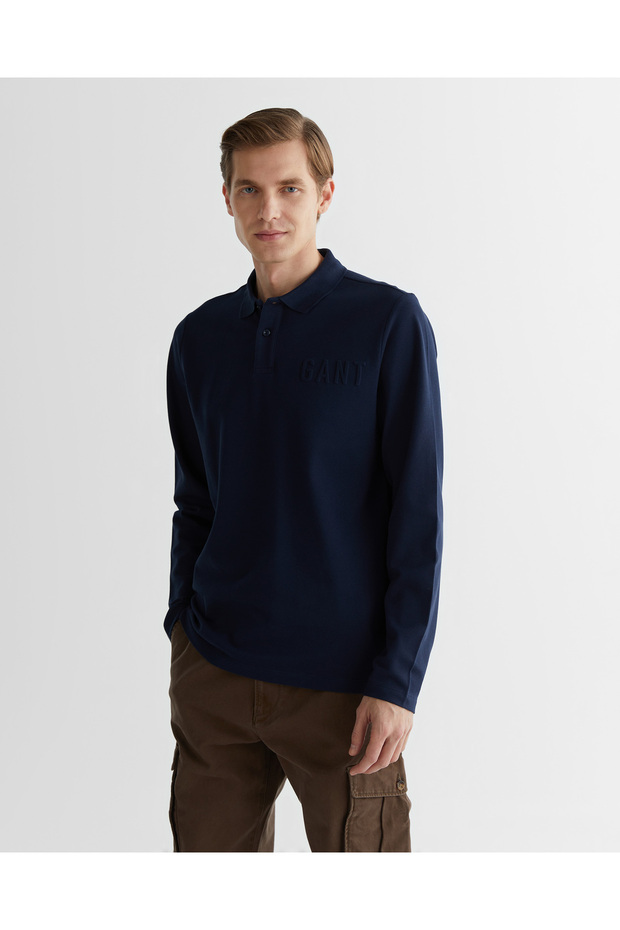 Erkek Lacivert Regular Fit Logolu Polo - 1