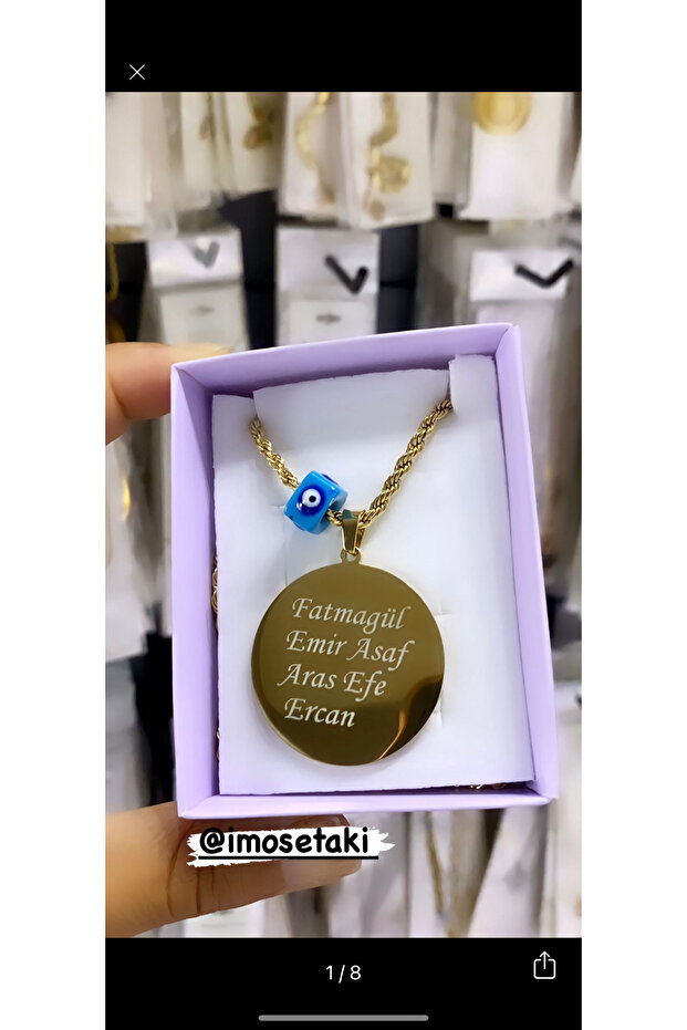 ÇELİK LAZERLE İSİM YAZILAN PLAKA KOLYE - 2