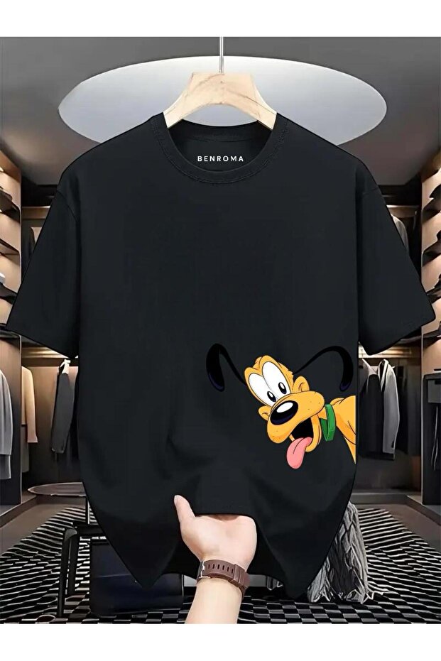 تيشيرت كبير الحجم مطبوع صورة كلب - 1