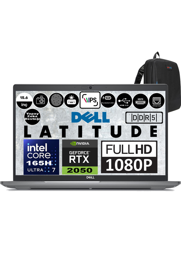 Latitude 5550 Ultra 7 165H 64GB Ddr5 4tbSSD RTX2050 4gb W11HOME 15.6" 250NİT XCTOL555015EMEAH15 - 1