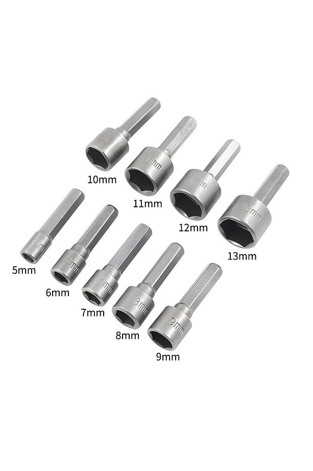 Manyetik Mıknatıslı 5 6 7 8 9 10 11 12 13 mm Somun Civata Adaptör Seti CRV Metal Matkap Uyumlu Uç - 2