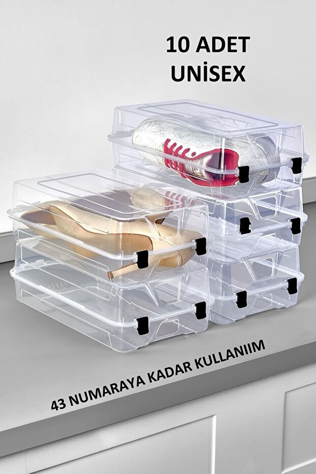 10 Adet Ayakkabı Kutusu Şeffaf Ayakkabı Saklama Kutusu Kadın Ve Erkek - 1