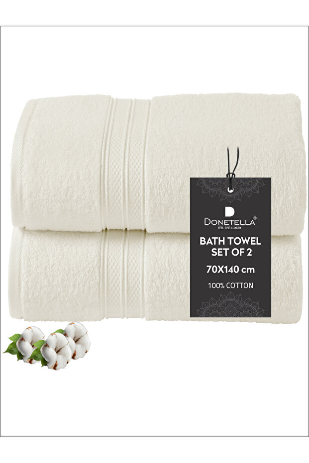 2 - Pcs Premium Bath Towels (70x140cm) 600 GSM 100% Combed Cotton