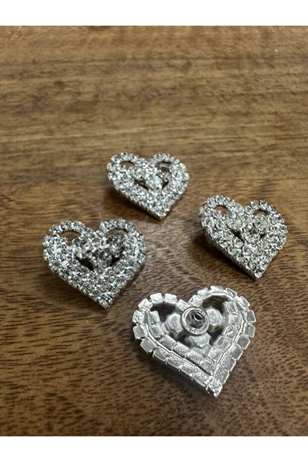 Polnet Button Metal Heart Model Jacket Blouse Stone Button - 3