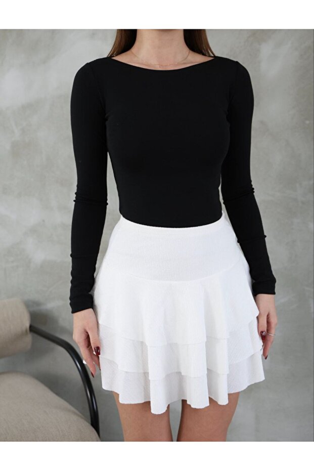 Women's Black Boat Neck Long Sleeve Basic Blouse