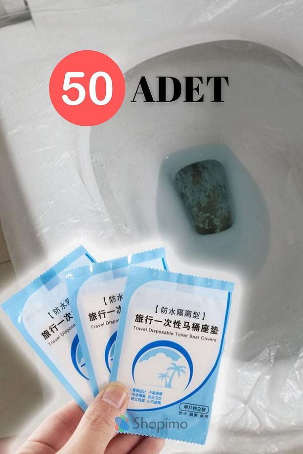 50 Adet Tek Kullanımlık Klozet Kapak Örtüsü Hijyenik Klozet Poşeti Şeffaf Cep Tipi Taşınabilir - 1