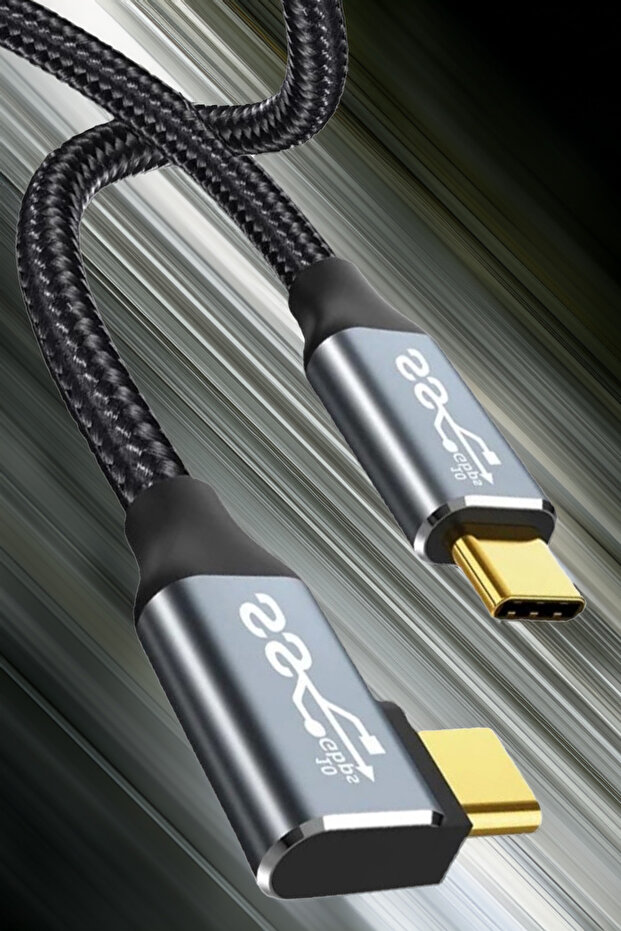C14 Type-c To C 90 Derece 5a/100w/10gbps Şarj Data Ve 4k Görüntü Aktarım Kablosu -3mt - 3