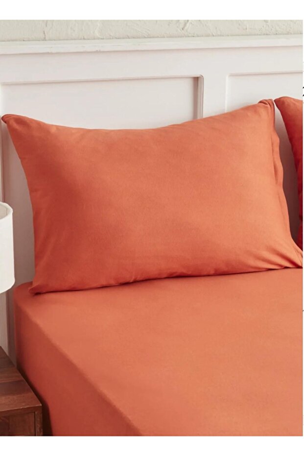 ملاءة سرير مزدوجة برتقالية 100% قطن (قطن) مقاس 150x240 سم