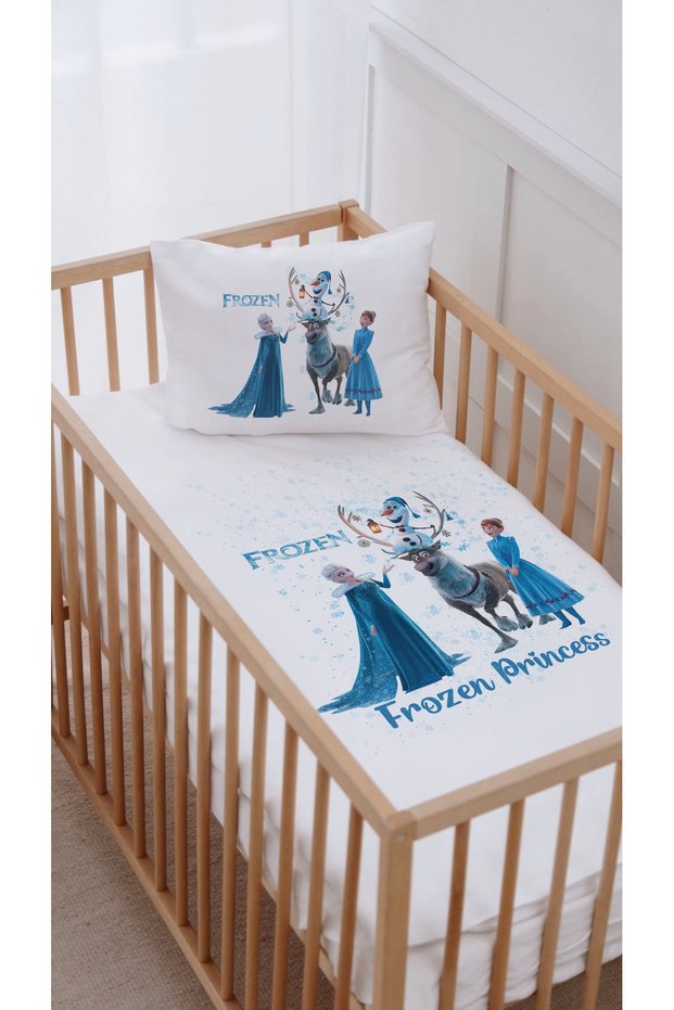 % Cotton Satin Park Bed Crib Duvet Cover Set (70X120) Frozen Princess