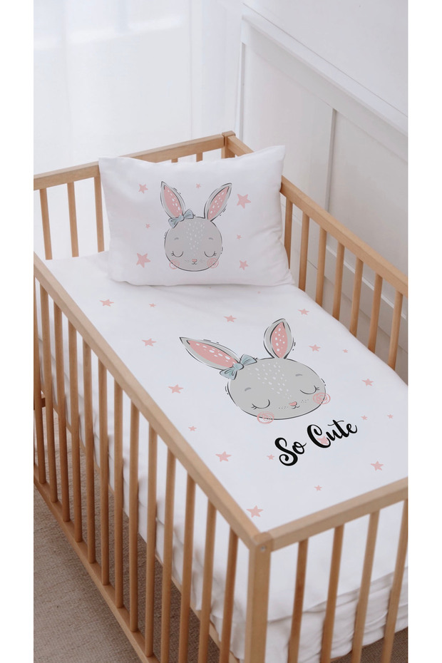 % Cotton Satin Park Bed Crib Duvet Cover Set (70X120) Ribbon Rabbit