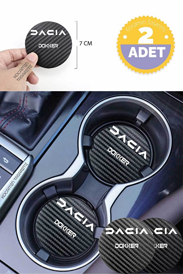 Dacia Dokker - قاعدة أكواب كربونية سوداء متينة بطول 7 سم، تصميم مخصص، قطعتان