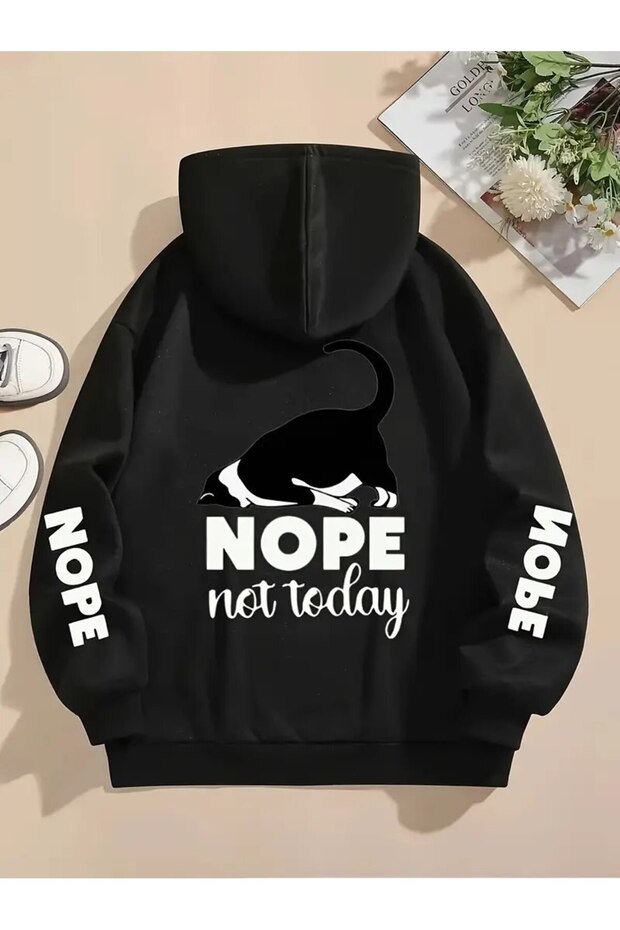 Unisex Nope Printed Hooded Sweatshirt