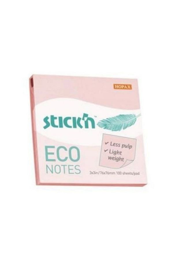 - Stickn 76x76 Mm Eco Notes 100 Yaprak Pastel Pembe Yapışkanlı Not Kağıdı - 1