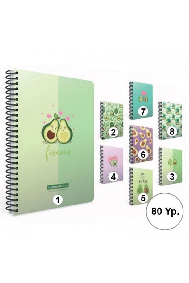 Defter A4 80 Yaprak Kareli Spiralli Avocado Karton Kapak - - 1
