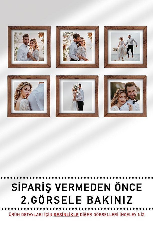 6 Adet 10x10 Çerçeve - Kare Çerçeve - Mdf Kemençe Çerçeve - Çoklu Fotoğraf Çerçeve Seti - 8