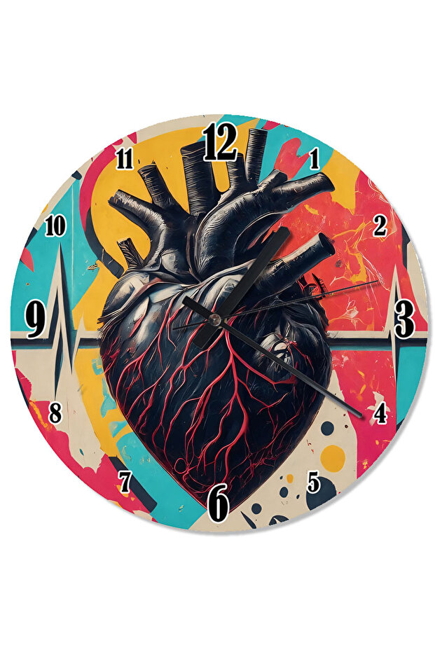 ساعة حائط بنمط قلب تجريدي ملون - 1