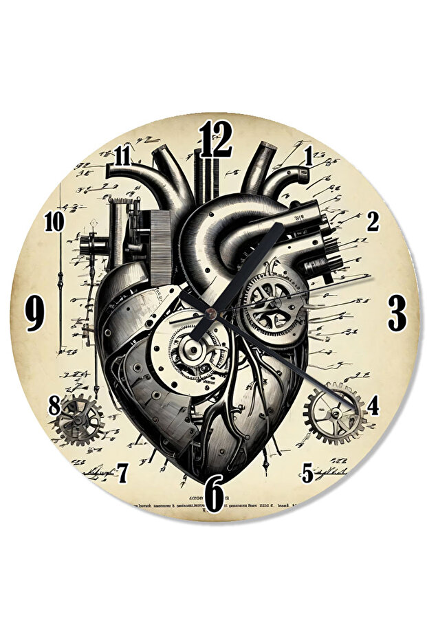 ساعة حائط تناظرية على شكل قلب ميكانيكية مع توقيت - 1