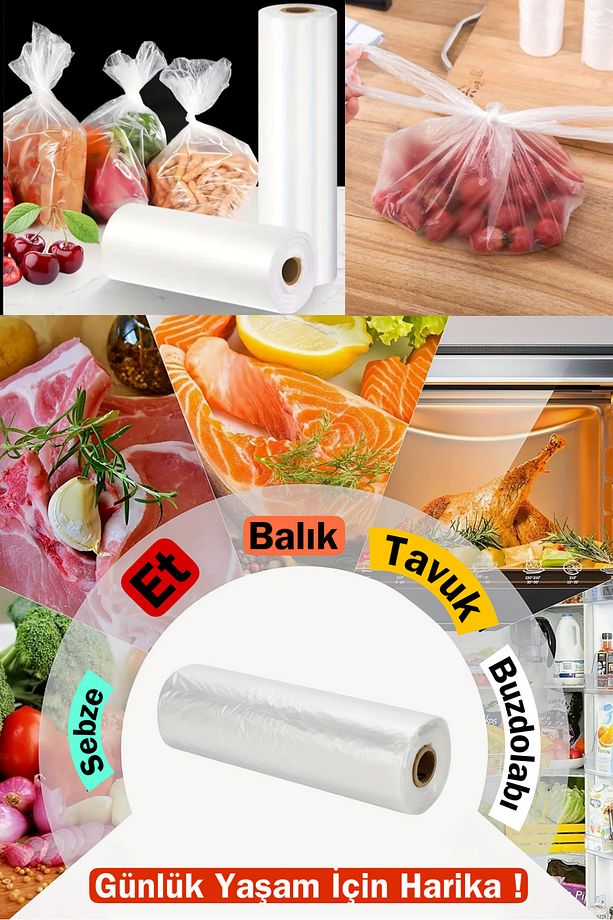 Rulo Market Manav Ekmek Poşeti Büyük Boy 200'lü Rulo 3 Adet - 1