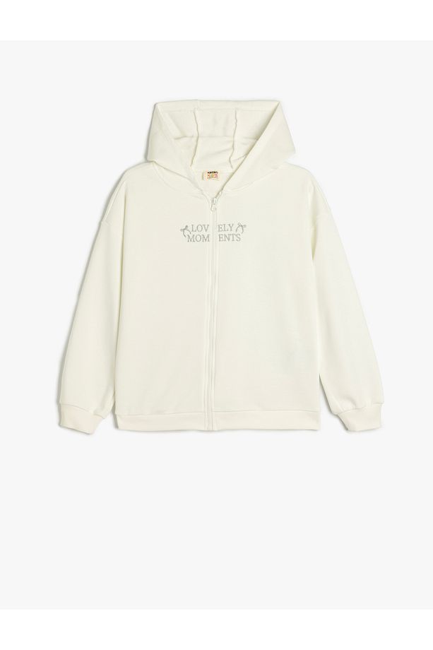 Pamuklu Fermuarlı Uzun Kollu Kapşonlu Sweatshirt - 1