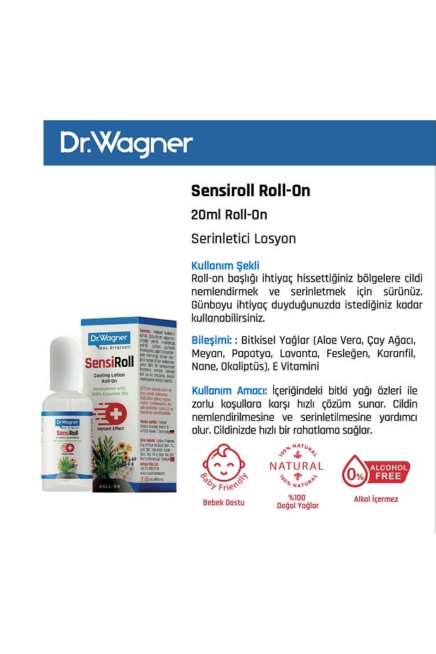 SensiRoll, %100 Bitkisel Yağlar İçeren Serinletici Roll-On - 20ml - 2