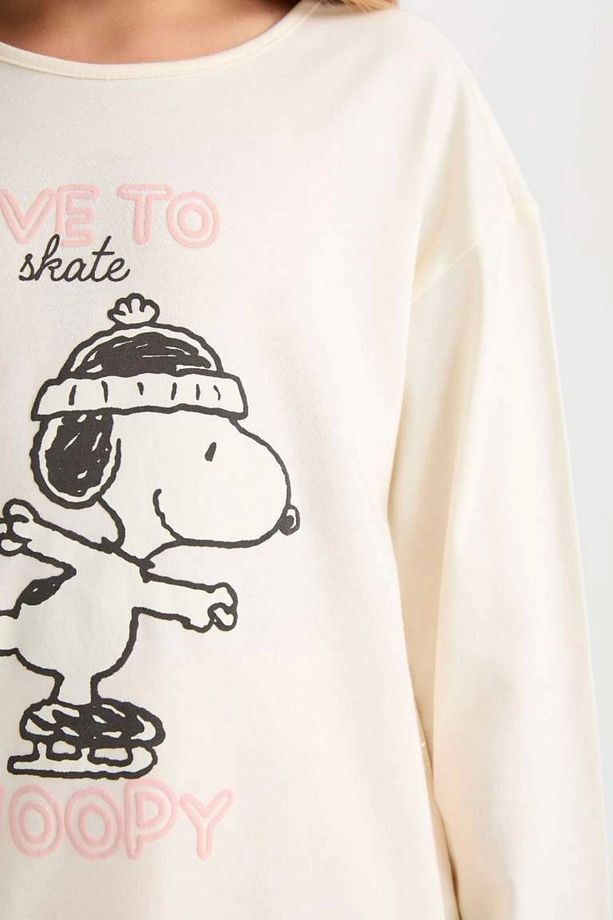 Kız Çocuk Pijama Takımı Snoopy Uzun Kollu Üst Beli Lastikli Uzun Alt D9176a824wn - 4