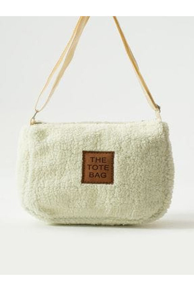 Peluş Çapraz Çanta Krem - 2