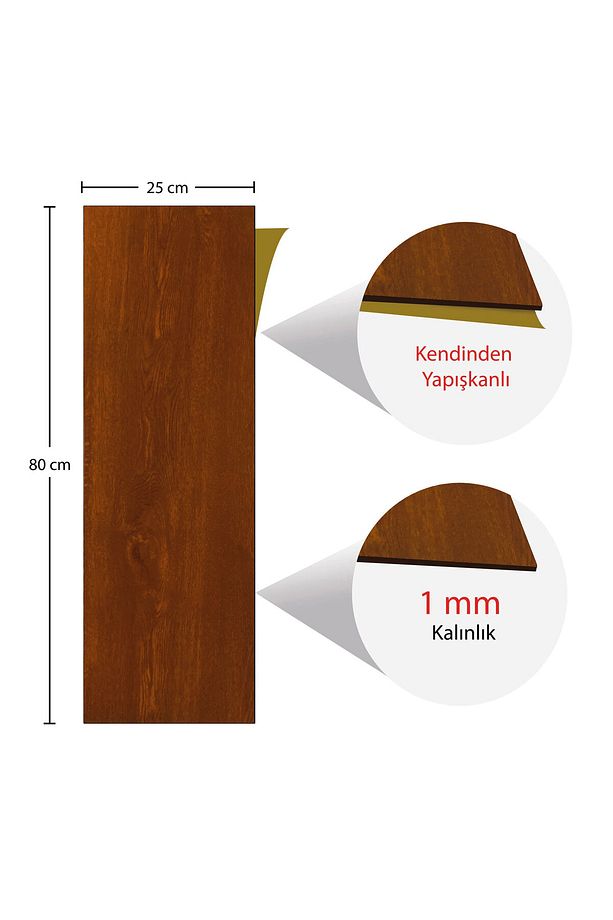 Kendinden Yapışkanlı Altın Meşe Desenli PVC Parke 25x80 cm / 15 Adet / 3 m² - 7