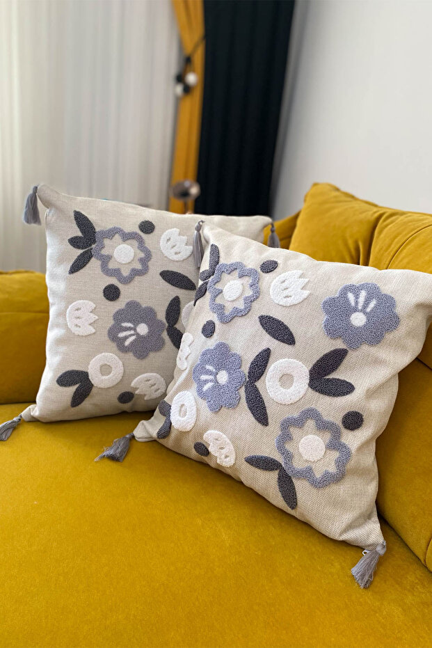 Set 2 huse pentru perne, brodate punch - 3