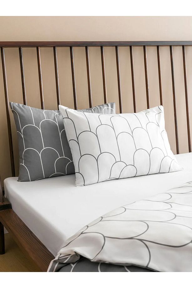 LCW HOME Gri Desenli Çift Kişilik Nevresim Seti - 5