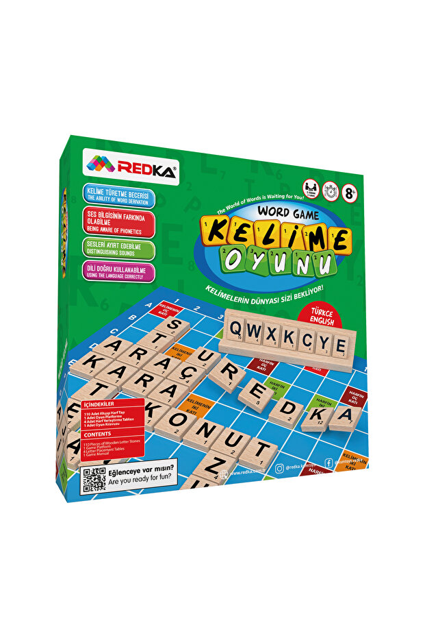 Word Game Turkish English (Wooden) Box Game Scrabble
