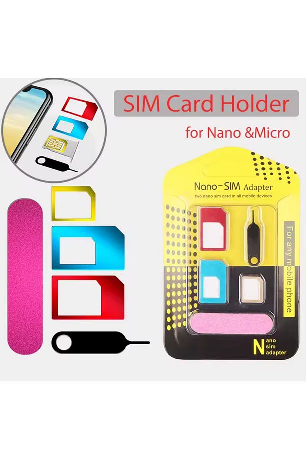 Nano mikro Sim adaptörü 5-in-1 Metal kart cep telefonu kartı küçük kart büyük kart yuvası Sim kart - 2