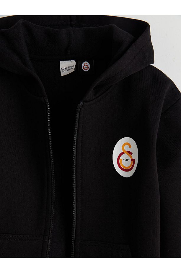 LCW Kapüşonlu  Baskılı Erkek Çocuk Fermuarlı Sweatshirt - 3