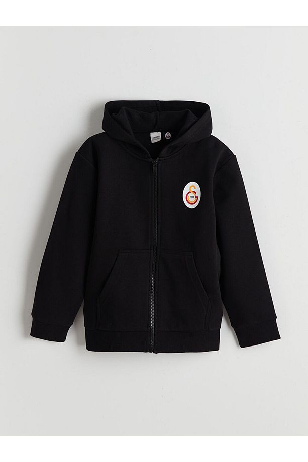 LCW Kapüşonlu  Baskılı Erkek Çocuk Fermuarlı Sweatshirt - 1