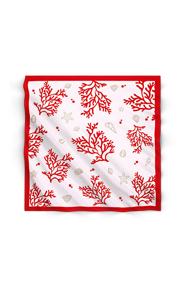 Coral Pattern Red Scarf - 1