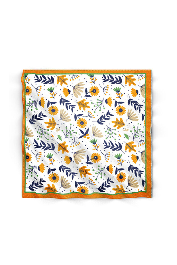 وشاح برتقالي منقوش بالزهور - 1