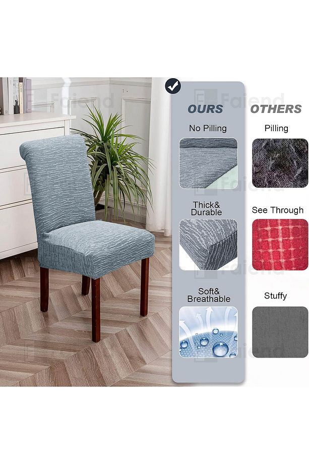 Lastikli JAKARLI Esnek Sandalye Örtüsü Düz Desen Sandalye Kılıfı (tekli) - 3