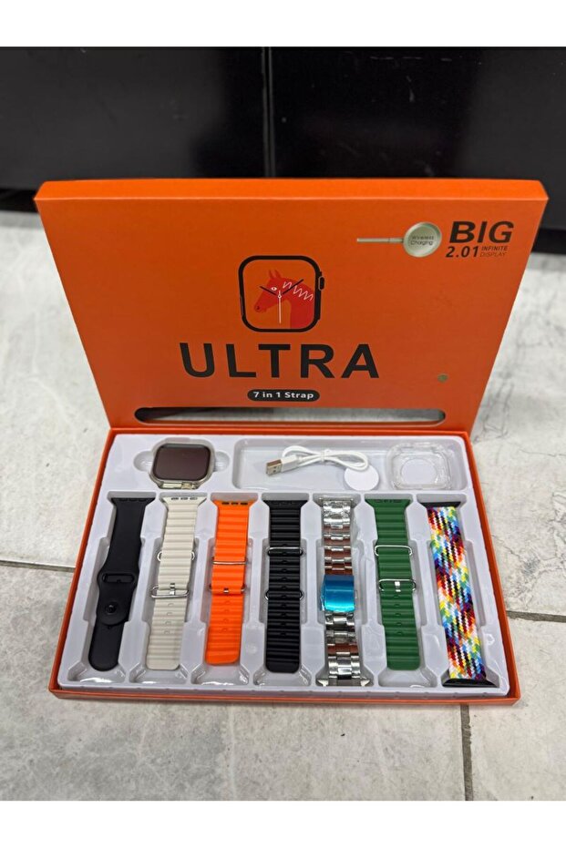 Akıllı Saat 7ın1 Watch9 7 Kordon Hediyeli Smart Watch 7 Kordonlu Bluetooth Bağlantılı Akıllı Saat - 1