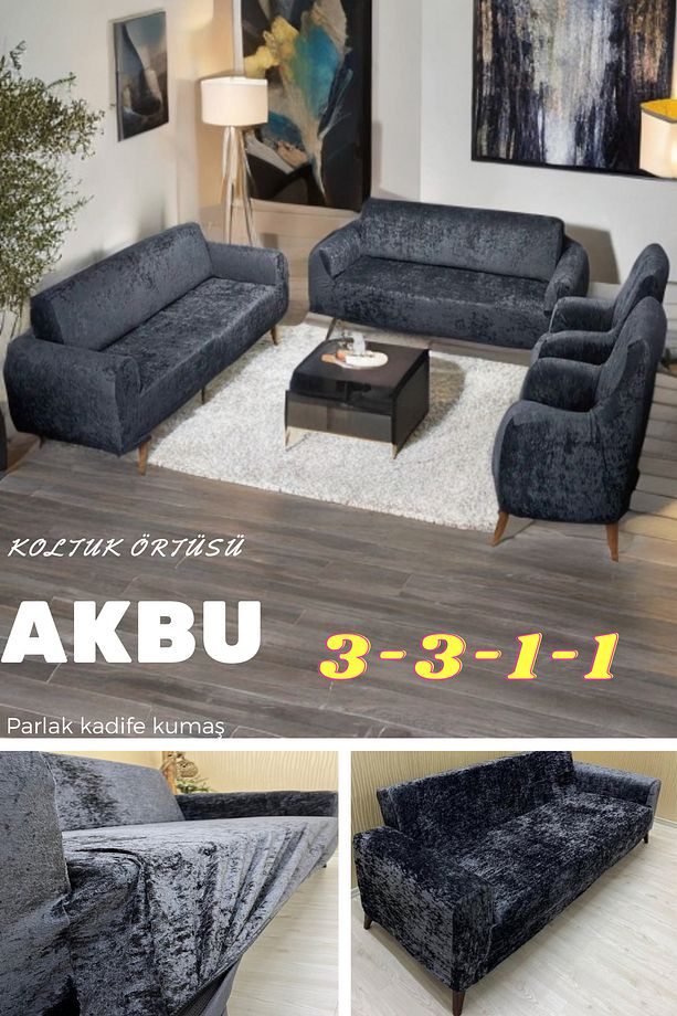 Kadife Koltuk Örtüsü | Lastikli Kanepe Örtüsü | Lastikli Koltuk Örtüsü | Koltuk Kılıfı - 1
