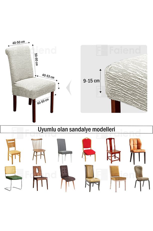 Lastikli JAKARLI Esnek Sandalye Örtüsü Düz Desen Sandalye Kılıfı (tekli) - 3