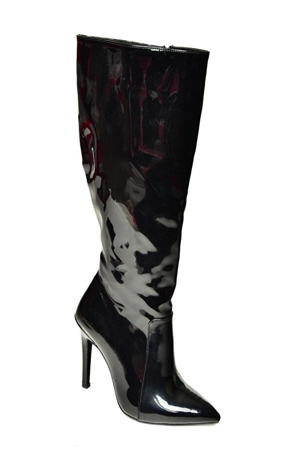 N 372530108 Czarne lakierowane buty damskie na cienkim obcasie i ze spiczastym noskiem - 6