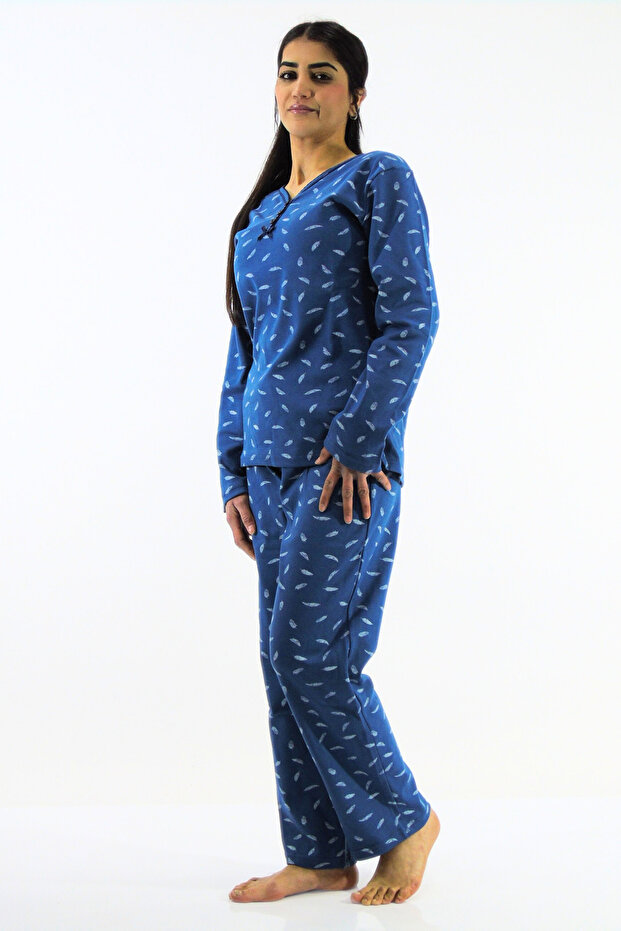 Patterned Interlock Pajama Set - 3