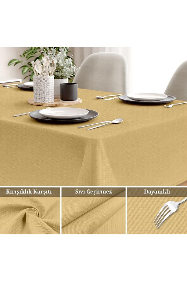 Canvas Kum Sıvı Geçirmez Leke Tutmaz Masa Örtüsü - 3