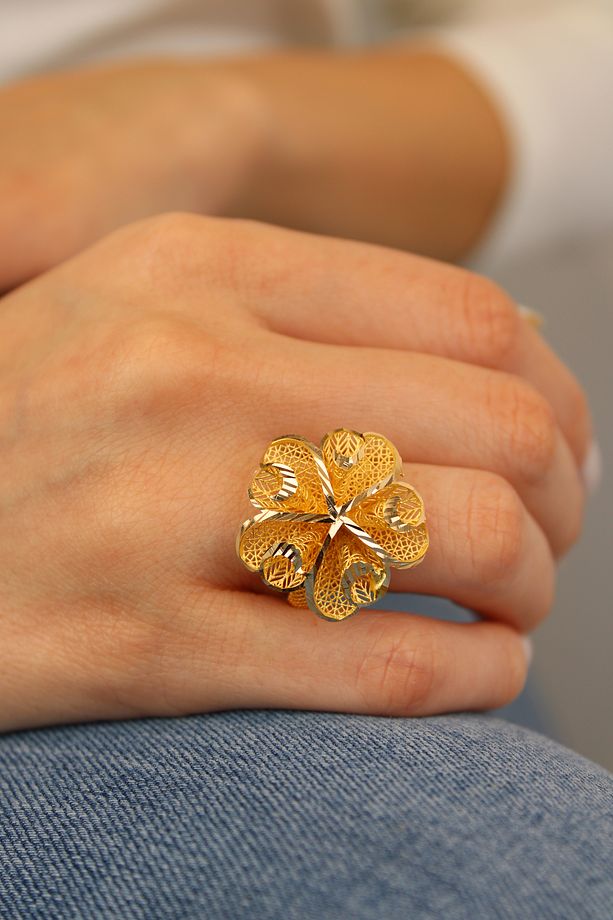 Çiçek Model Altın  Yüzük  14 Ayar  4,06 gram - 1