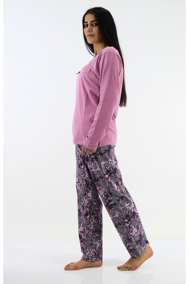 Çiçek Desenli İnterlok Pijama Takımı - 4