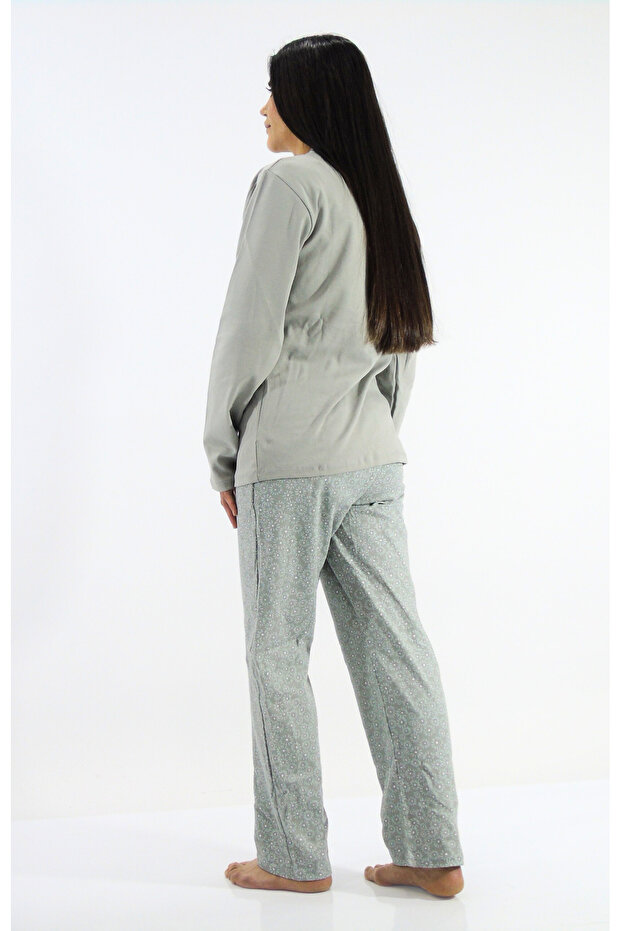 Yaka Düğmeli İnterlook Pijama Takımı - 2
